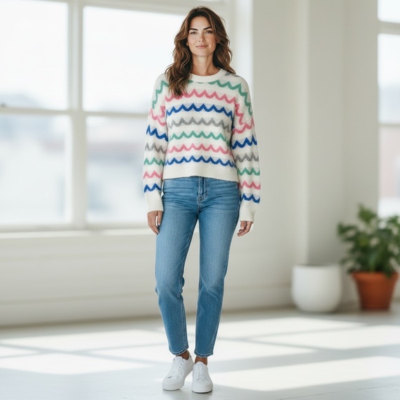 Boden Multicolor Wave Pattern Women's Sweater, S - Picture 2 of 6